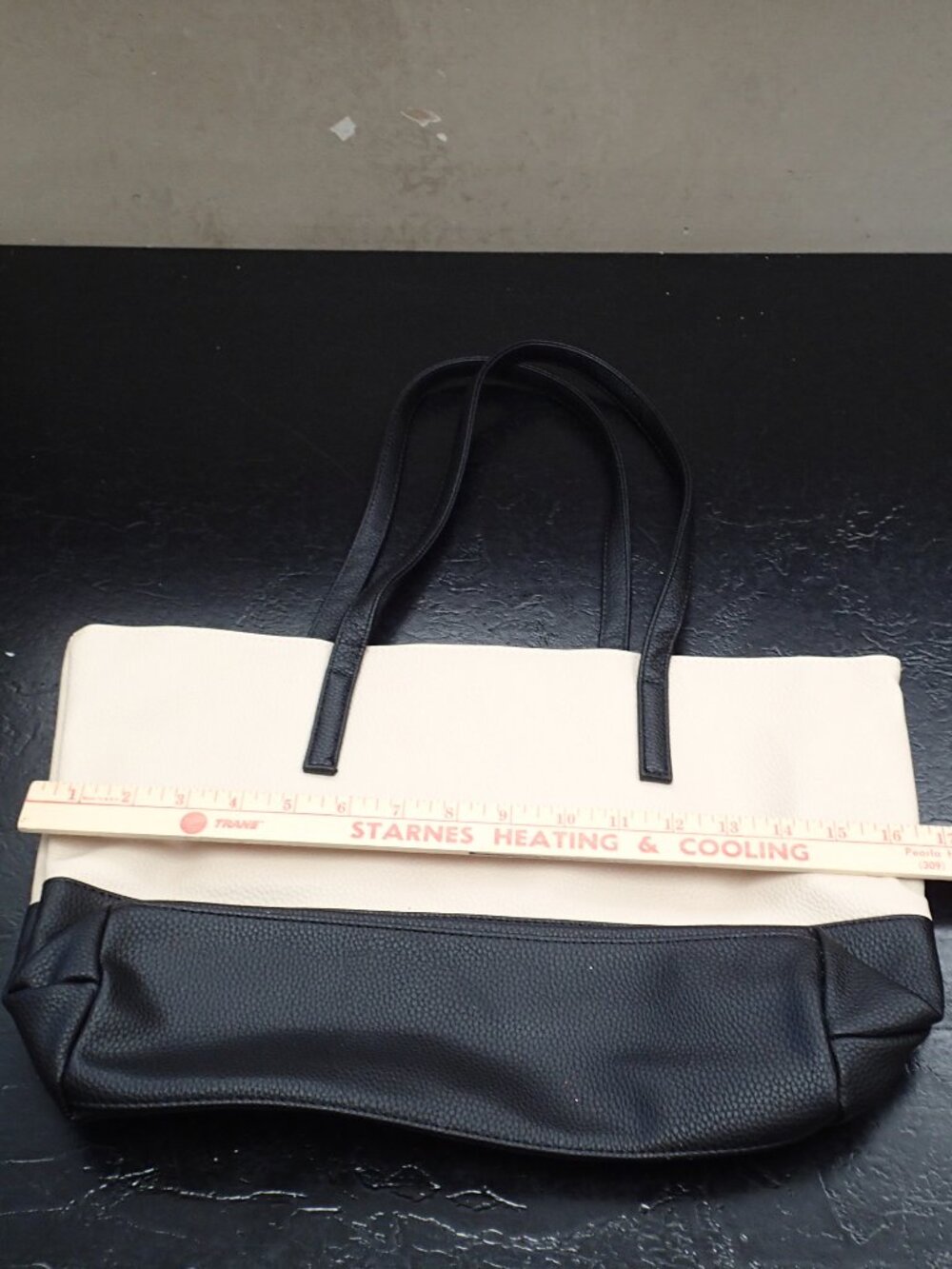 Beige and Black Tote Bag